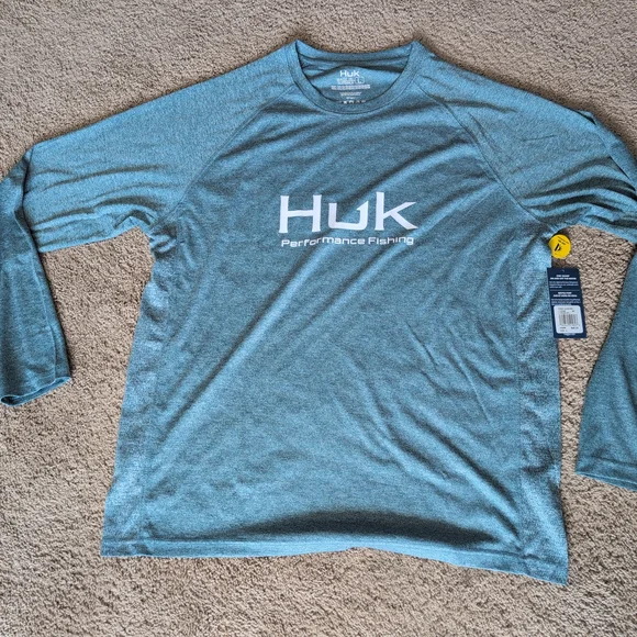 Huk Men's Blue Performance Fishing Shirt - Picture 1 of 5